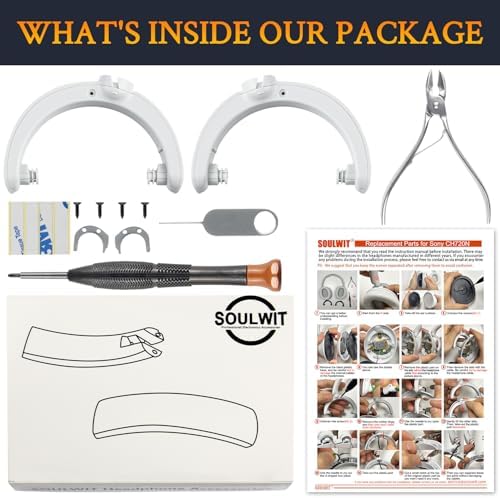 SOULWIT Headband Hinge Swivel Rotation Joint Pivot Replacement Parts for Sony WH-CH720N(WHCH720N) Noise Canceling Wireless Headphone, Plastic Hanger Bracket Attachment Accessories - White