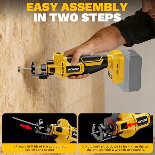 Cordless Drywall Cut-Out Tool Compatible with Dewalt 20V Battery, 3 Speed Adjustable Brushless Rotary Saw with Up to 30000 RPM, Compact Spiral Saw Kit for Wood,Drywall,Tiles,plastic (Tool Only)