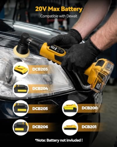 Cordless Mini Car Buffer Polisher Fit for Dewalt 20V Battery(No Battery)