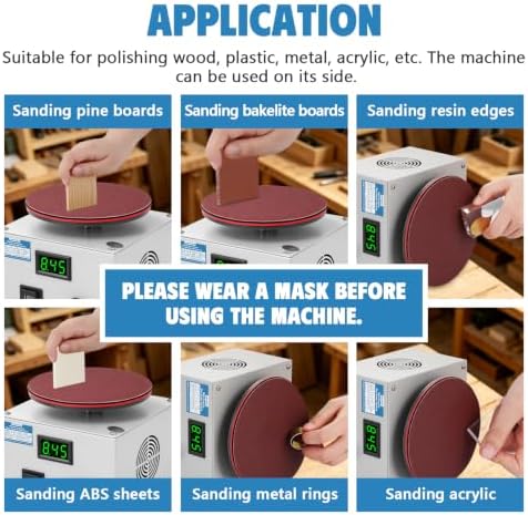 MXBAOHENG Mini Bench Disc Sander 6" Sanding Disc Machine w/ 40 Sandpapers