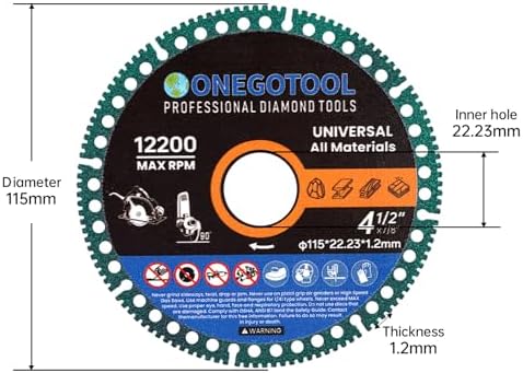 4-1/2 inch Indestructible Cutting Discs for Angle Grinder 7/8" Blades Cut Off Wheels Diamond Tool Metal rebar Porcelain Tile Granite Marble Smooth Cutter (10pcs)