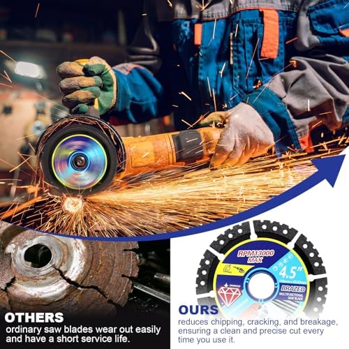 20 Pcs 4.5" Diamond Saw Blades Bulk Diamond Cutting Wheel for Angle Grinder 4 1/2'' Multi Purpose Heavy Duty Angle Grinder Discs for Cutting Metal Tile Rebar Steel Marble, 7/8'' Arbor(Sticker Style)