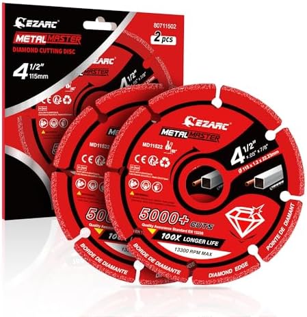 EZARC Diamond Cutting Wheel 4 1/2 x 7/8 Inch for Metal, Cut Off Wheel with 5000+ Cuts on Rebar, Steel, Iron and INOX, 2 Pack