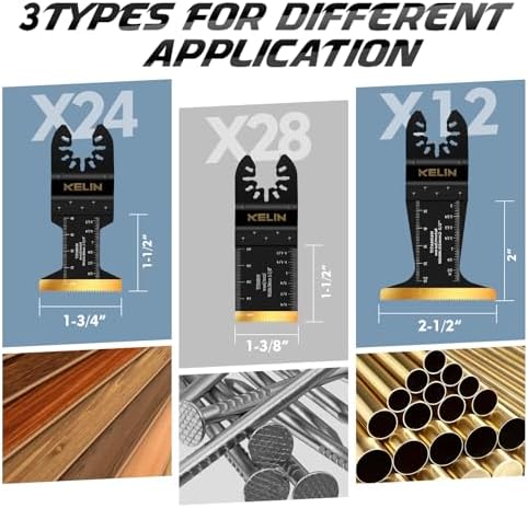 KELIN 64pcs Titanium Oscillating Tool Blades, Universal Multitool Blades