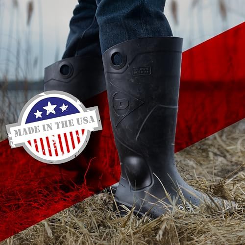 DUNLOP Chesapeake Rubber Boots Plain Toe for Men & Women – PVC - Waterproof - Lightweight Garden, Fishing & Rain Boots with Wide Calf – Black – Size 3–25