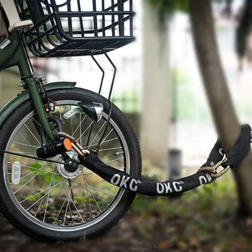 OKG Heavy Duty Bike Lock, Black, 8 lb, 2.6ft x 1/2 in (12mm) Thick Cut Proof Chain Combo 18mm Small U Lock, Ideal for Motorcycles, ATVs, Mopeds or Garage Security