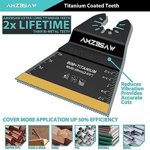 AMZBSAW 12PCS 68MM Titanium Oscillating Blades for Metal, Wood & Plastic