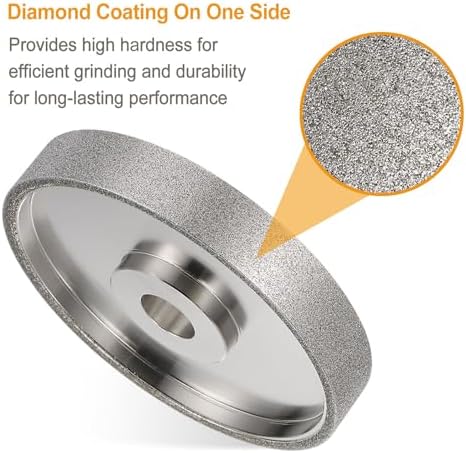 HARFINGTON Diamond Lapidary Wheel 6 Inch x 1 Inch Arbor Hole 80 Grit Grinding Wheels for Stone, Marble, Glass, Ceramics, Crystal, Carbide, Steel