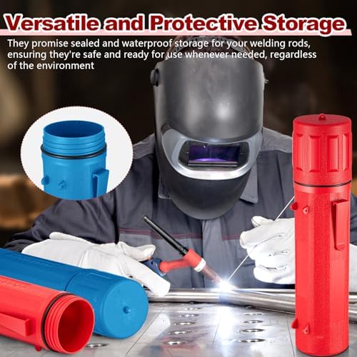 Zonon 4 Pcs Welding Rod Storage Tube 14 Inch Tig Rod Holder, Red, Blue