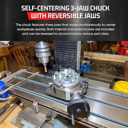 HV Rotary Table, 65mm Self-Centering Chuck & M6 Clamp Kit, 4"/100mm