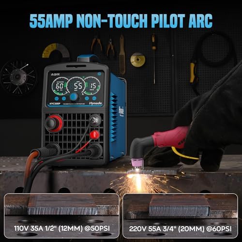 65A Pilot Arc Plasma Cutter, Large LED Display, Non-Touch Air Sensor 65A Plasma Cutter Machine 110/220V Dual Voltage, IGBT Inverter, 1/2'' Clean Cut, 2T/4T for Beginners DIY