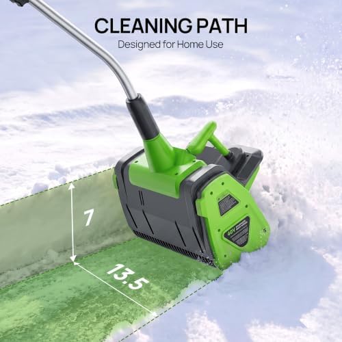 Vibekio 40V Cordless Snow Shovel, 13.5-Inch Brushless Snow Blower, Electric Snow Shovel with ±30° Adjustable Plate, 27.8 FT Snow Throw, 2×20V 4.0Ah Batteries, 30Min Runtime for Driveway, Patio, Deck