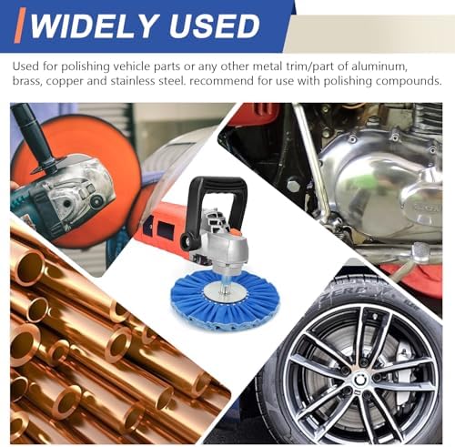 8" Blue Airway Buffing Wheel,5/8'' Arbor Hole,12 Plys/Coarse Polishing for Angle Grinder,2PCS