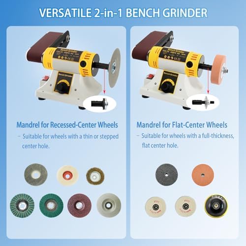 750W Jewelry Bench Polisher and Buffer Machine with Drill Chuck, Variable Speed Belt Sander & Rock Polisher, Professional Bench Grinder for Metal, Wood, Jade, Knives and Jewelry Crafting