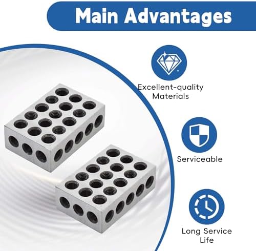 2-4-6 Blocks Matched Pair 23 Holes Accuracy 0.0003 Precision Hardened Steel 246 Machinist Set Up Blocks for Milling Machine