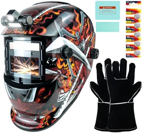 TRQWH Welding Helmet Auto Darkening Welding Hood with Welding Gloves