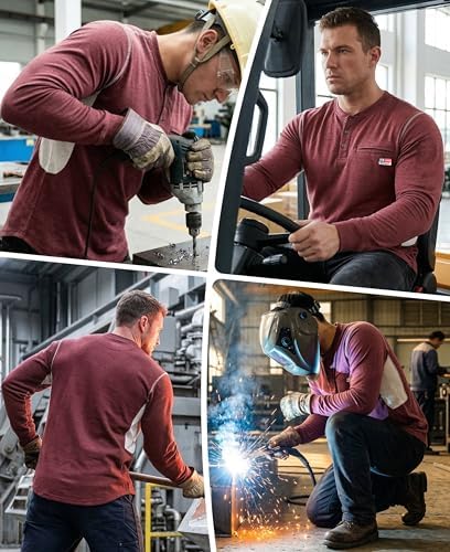 BOCOMAL FR Shirts for Summer Breathable Vented Mesh Flame Resistant Henley