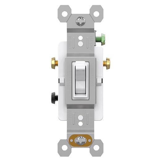 AIDA 1 Pack 3 Way Toggle Light Switch, 15 Amp, 120 Volt, Toggle Framed AC Quiet Switch, in Wall On/Off Switch Replacement, Self-Grounding, Residential and Commercial Grade, UL,Glossy White