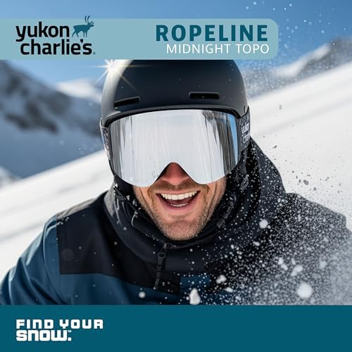 Yukon Charlie's Ropeline Adult Snow Goggles - Removable Magnetic Cylindrical Lens - Boosted Contrast, Reduced Glare, Anti-Fog