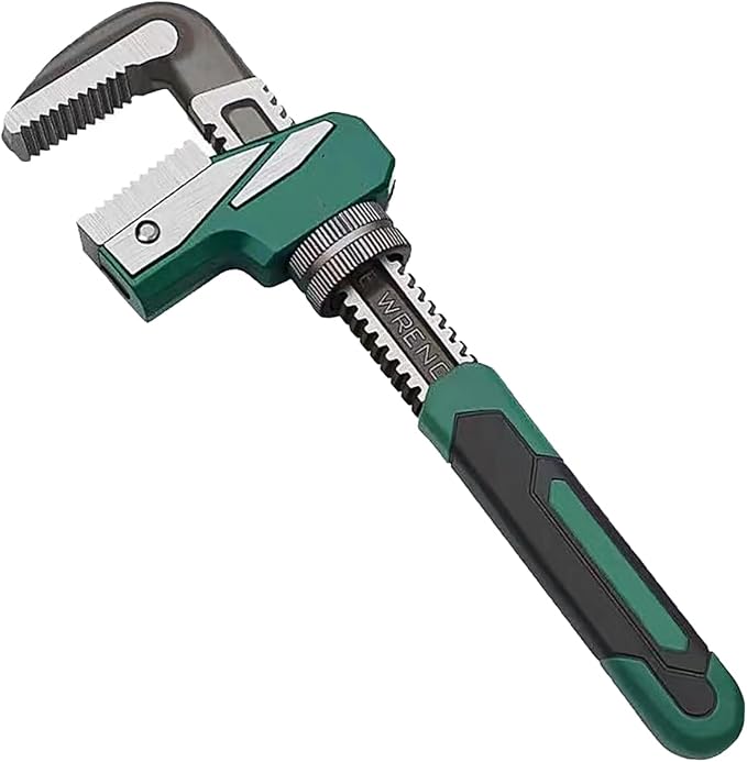 Upgraded 9 inch Heavy Duty Adjustable Pipe Wrench with [Silicone Non-slip Grip] Adjustable Wrench Fits a Variety of Fastener Sizes for Construction Machine Automobiles Home Repairs