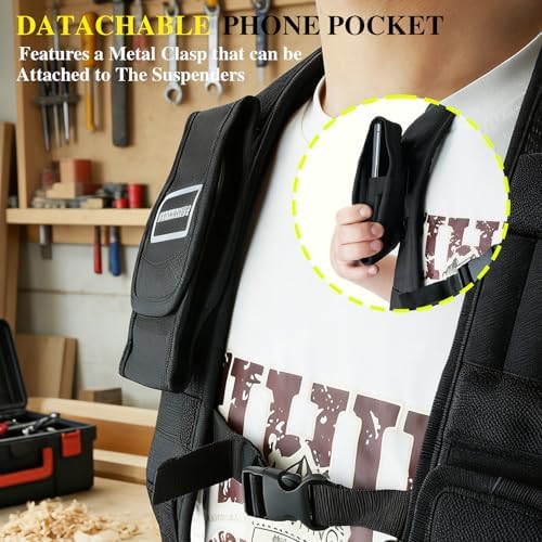 MELOTOUGH Magnetic Tool Belt Suspenders with Magnetic WristBand for Work Belt Padded Suspenders Constrcution