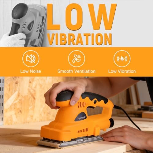 Hoteche 180W Sheet Sander, 187x90mm Aluminum Base, 12000RPM, with Dust Collection Tube & Accessories for Woodworking