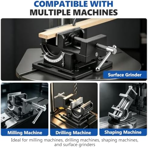 4.25 Inch 0-90°Tilting Vise, Durable Cast Iron Bench Drill Vise, Portable Angle Adjustable Drill Press Vise Clamp for Drilling Machine, Milling, Woodworking, Metal Machining