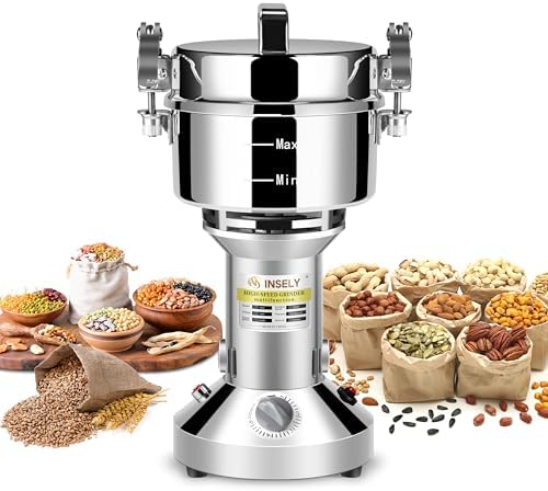 750g Grain Mill Grinder,High Speed Electric Stainless Steel Flour Mill for Wheat, Spices, Corn and Other Dry Food Grinders, Multipurpose Electric Grinder for Home Kitchen Use