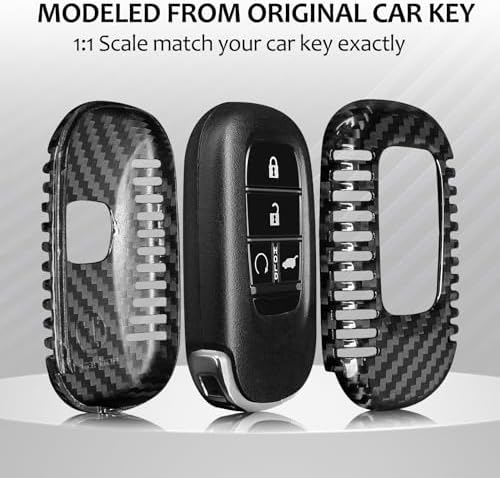 T-carbon Key Fob Cover Compatible with Honda Key Case | Real Carbon Fiber Key Shell fits for Honda Civic Type R Accessories Accord HR-V CR-V Pilot Sport SI EX EX-L Accessories,Black