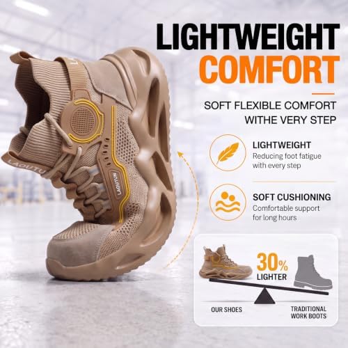LAoutun Steel Toe Shoes for Men Work Shoes Safety Sneakers Lightweight