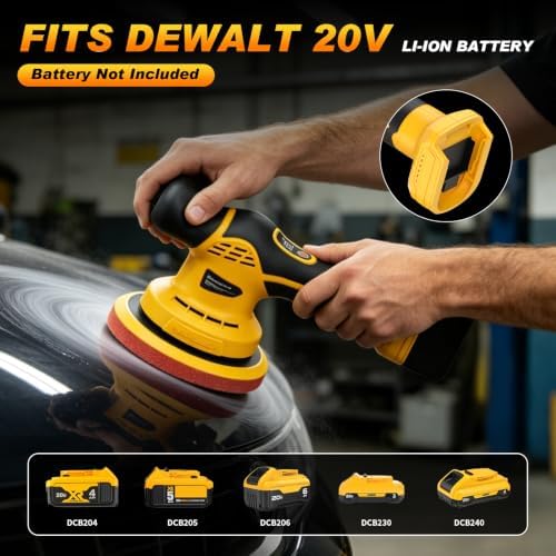 Cordless Car Buffer Polisher kit Compatible with DEWALT 20V Battery(No Battery), 6 Inch 9 Speed Orbital Polisher, 1800-7200RPM, for Car Boat Waxing/Scratch