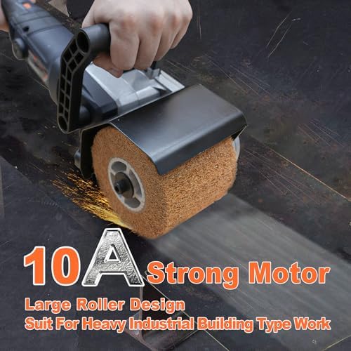 MAXXT Burnishing Polishing Machine, 1300w Surface Conditioning Tool, 6 Speed Variable 3200RPM Motor Drum Machine Grinder, Handheld Electric Stainless Steel Polisher With 3 Polishing Wheels