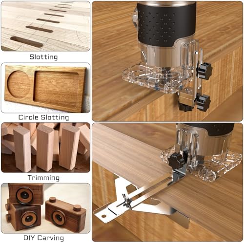 NANWEI Router Tool, 450W Compact Hand Wood Router, Palm Trim Router Fresadora para Madera Wood Routers for Woodworking Laminate Trimmer with 15pcs Router Bits