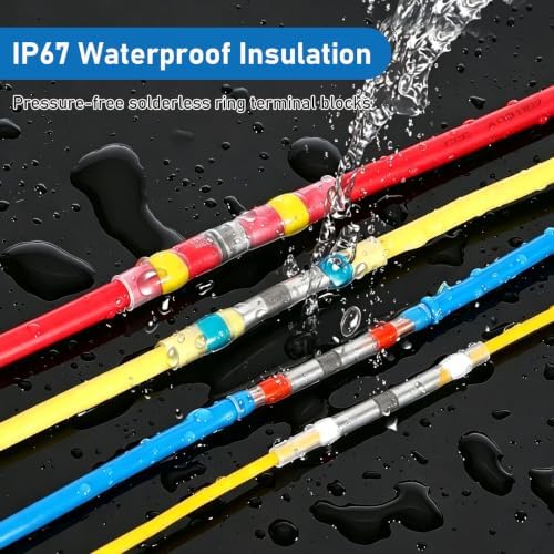230Pcs Solder Seal Wire Connectors with Mini Heat Gun Kit, Solder Stick Wire Connectors & Heat Shrink Tubing Waterproof and Insulated Electrical Wire Terminals for Marine, Automotive