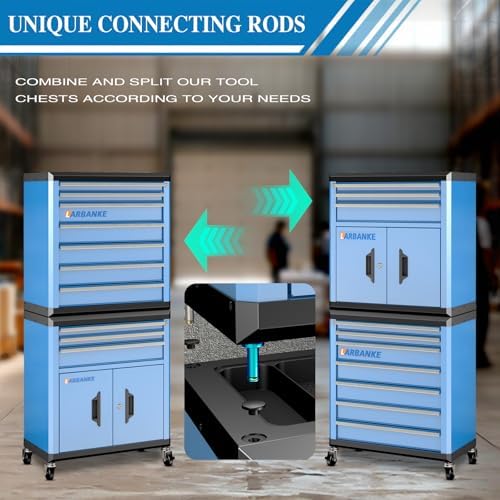 LARBANKE10 Drawer Rolling Tool Chest with Wheels,Locks & Waterproof Top