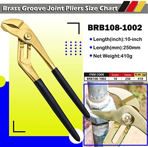 WEDO 10-Inch Tongue-and-Groove Pliers, Brass Groove Joint Pliers with Non-Slip Handle, Adjustable Pliers for Home Repair, Gripping, Nuts, Pipe & Fittings