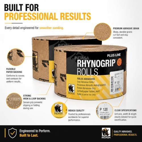 Buy Indasa Rhynogrip Plus Line 2.75" x 27.5 yd Grip Sanding Rolls, 1095 Series 120