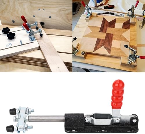 Kadimendium Heavy Duty Dual Head Toggle Clamp 350kg Clamping Force Arrow Storage Case for Fixing Devices Tablesaws Steel Construction 80mm Stroke