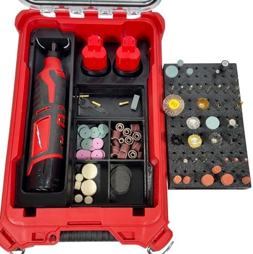 M12 Rotary Tool Packout Organizer with Tool, Battery and Bit Storage for Packout Compact Tool Box, Battery and Blade Storage, Insert Only 2460-20 & 2525-20 – Fits Packout 48-22-8435