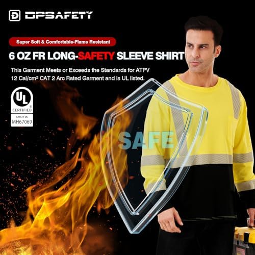 FR Shirts for Men, 6oz Hi Vis Flame Resistant Welding Shirt