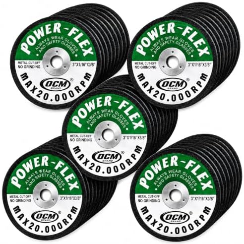 50 Pack - Cut Off Wheels 3 Inch x 1/16 Inch x 3/8 Inch - for Cutting All Steel and Ferrous Metals.