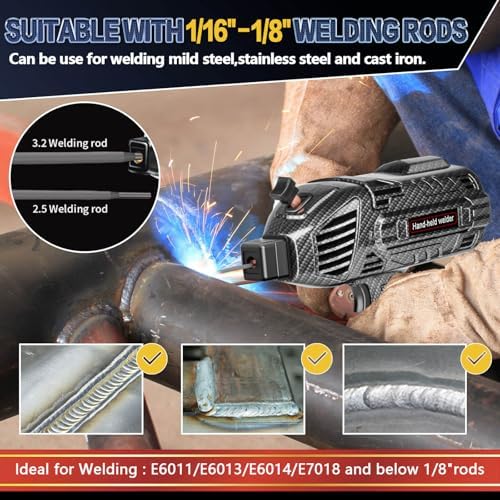 Welding Machine Handheld,20-120A 110V Portable Stick Welder 20pcs Rods,IGBT Hand Held Welder Machine withHot Start Arc Force Anti-stick ARC Welder Gun,6 Variable Current Adjustment (Black)