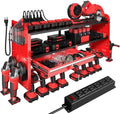 KSVO Power Tool Organizer Wall Mount, Locking Drawers, Charging Shelf, Red