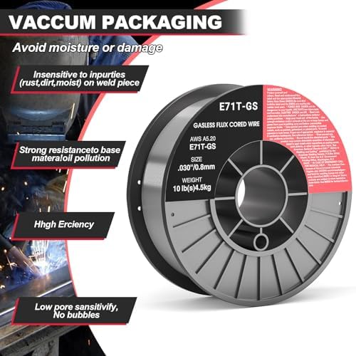 0.030 Flux core Welding Wire, 2 Spools E71T-GS Low Splatter gasless Carbon Steel Mig Welding Wire Compatible (0.030-inch 10LB 2pk)