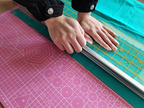 24"L x 6"W Rotary Cutter and Ruler Combo with 2Pcs Extra Blades, Fabric Cutter with Ergonomic Handle for Easy Fabric Cutting