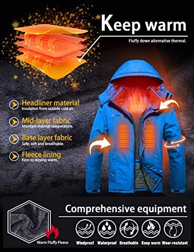GEMYSE Men's Winter Ski Jacket Waterproof Snow Coat with Detachable Hood