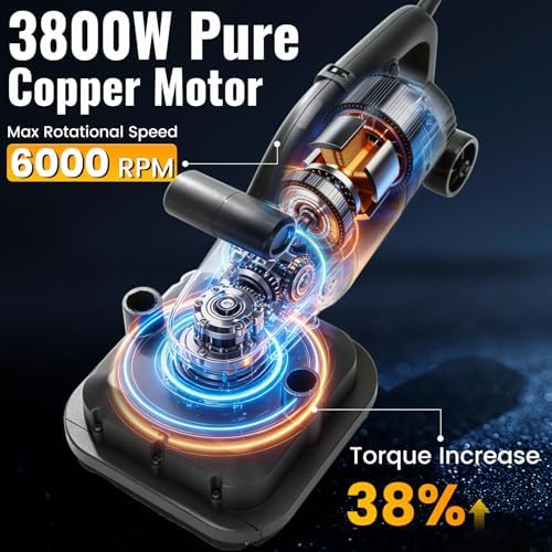 4-Head Concrete Floor Grinder with Extendable Rod, 3800W & 6000 RPM