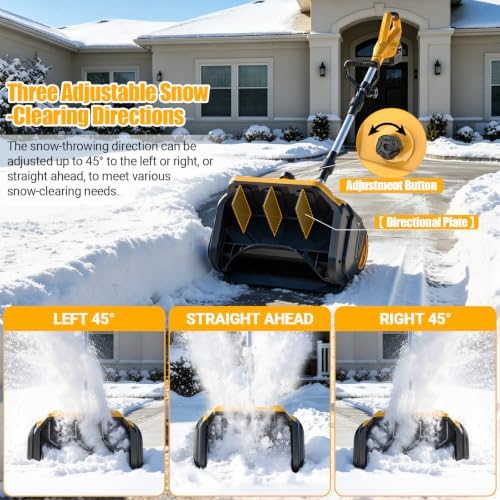 17 Inch Electric Snow Shovel with Upgraded Wheels, 10000mAh Battery Powered Electric Snow Blower, 26FT Snow Throwing Distance, Adjustable Plate, Cordless Snow Thrower for Driveway Yard Sidewalk
