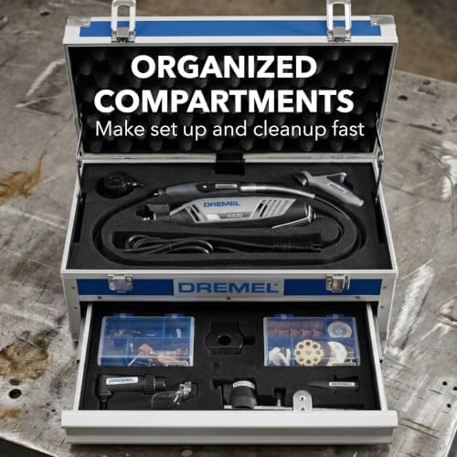 Dremel 4300-9/64 Rotary Tool Kit with Flex Shaft - 9 Attachments & 64 Accessories - Ideal for Engraving, Etching, Sanding, and Polishing