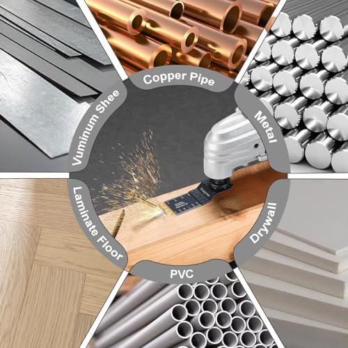 Oscillating Saw Blades, Diagtree 115PCS Titanium Oscillating Multitool Blades for Metal, Wood and Plastic, fit Dewalt Milwaukee Ryobi Fein Dremel Bosch Rockwell M Kita Porter(Titanium, 115)